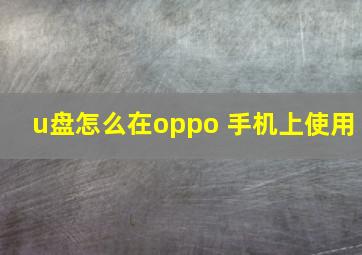 u盘怎么在oppo 手机上使用